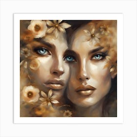 Two Women With Blue Eyes Art Print