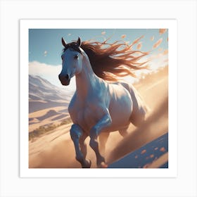 Horse Running In The Desert 4 Art Print