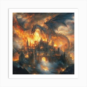 Dragon On Fire Art Art Print