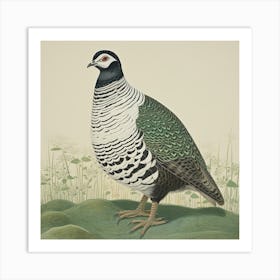 Ohara Koson Inspired Bird Painting Partridge 3 Square Art Print