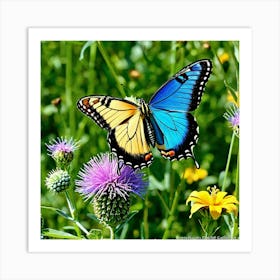 Butterfly On Thistle 2 Art Print