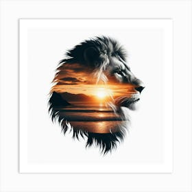 Lion and sunset coast 3 Art Print