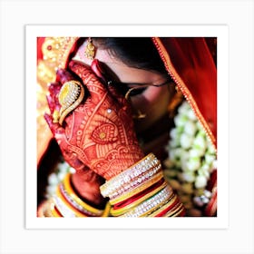 Bride with Mehndi Art Print