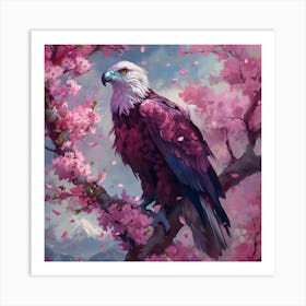 Eagle In Cherry Blossoms Art Print