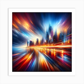 Abstract Cityscape At Night Art Print