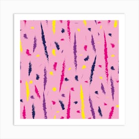 Abstract Brush Stroke Pattern Pink Square Art Print