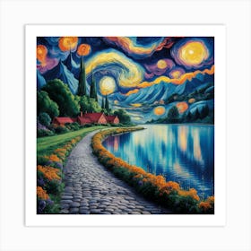 Dreamscape Pathway A Vibrant Landscape Inspired By Van Gogh (6) Art Print