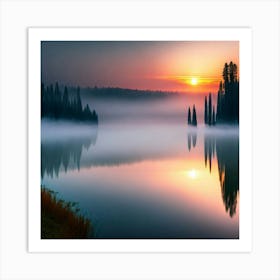 Sunrise Over Lake Art Print