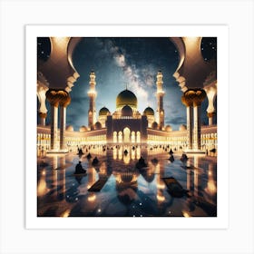 Islamic Mosque At Night 11 Art Print