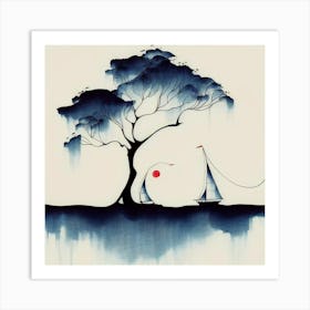 Sailboats And Tree Art Print