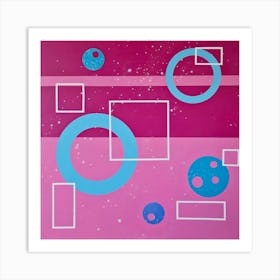 Pink and blue abstract geometrical Art Print