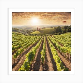 Sun Drenched Vineyard Where Rows Of Grapevines Stretch To The Horizon Promising The Magic Of Fine (1) Art Print