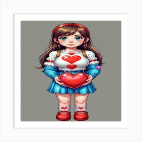 Girl With Heart Art Print