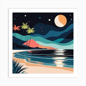 Beach At Night 3 Art Print