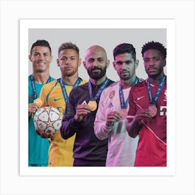 World Best Paid Soccer Players With Medals Art Print