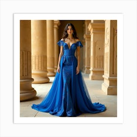 Blue Evening Dress 5 Art Print