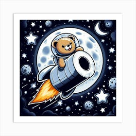 Teddy Bear In Space Art Print