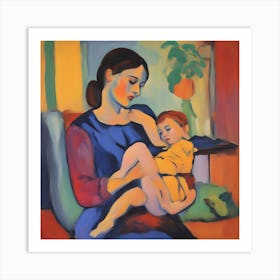 Mother And Child Abstract Fauvism 4 Art Print
