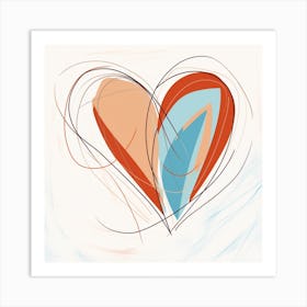 Swirl Brown & Blue Heart 1 Art Print