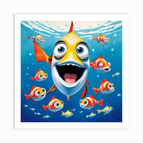 Happy Clown Fish Artwork for Kids Art Print