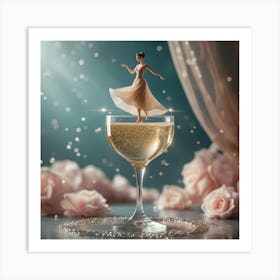 Delicate Poise in a Dreamy Champagne Scene Art Print