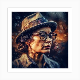 Portrait Of A Woman In Glasses Art Print