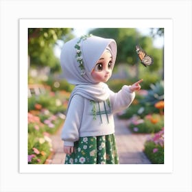 Muslim Girl With Butterfly 1 Art Print