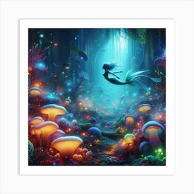 Mermaid In The Forest Art Print