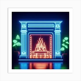Neon Fireplace Art Print