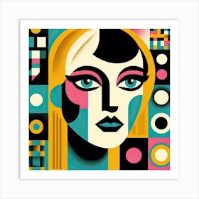 Mid Century Abstract Style Woman Art Print