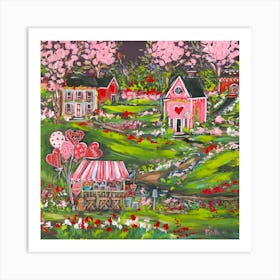 Love Village Flat Art Print