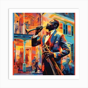 Jazz Musician In New Orleans Art Print