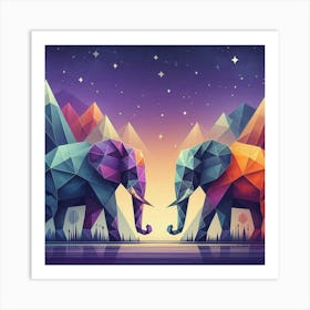 The Lunar Lovers Elephants Art Print