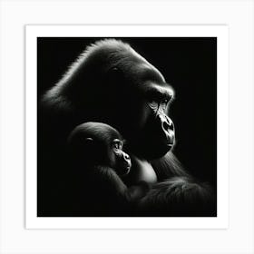 Black And White Gorilla Portrait Art Print