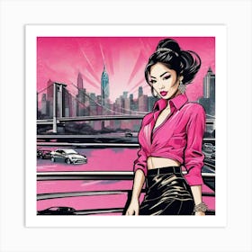 Asian Girl In Pink 2 Art Print