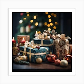 Elegant Christmas Gift Boxes Series021 Art Print