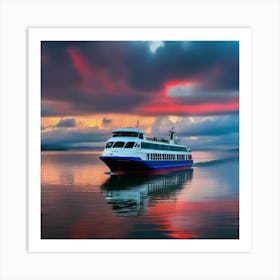 Scottish Ferry At Sunset Art Print