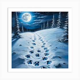 Paw Prints In The Snow 2 Art Print