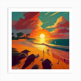 Sunset On The Beach 1 Art Print