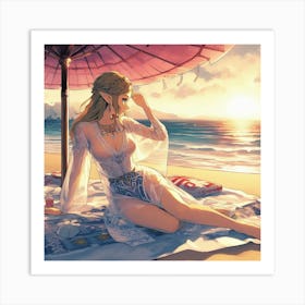 Zelda posing at the beach Art Print