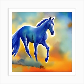 Blue Horse Wild Mustang Art Print