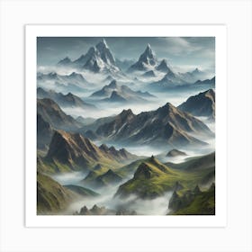 Gorgeous Mountains And Clouds Art Print