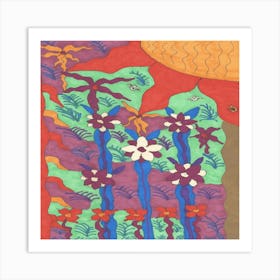 Bohemian Flowers Drawing Art Print