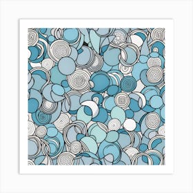 Blue Circles Seamless Pattern Art Print