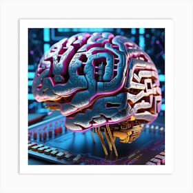 Brain On Circuit Board 31 Art Print