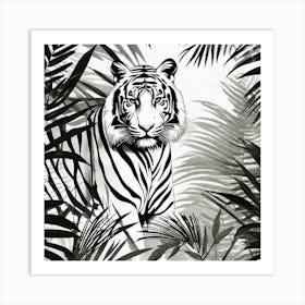 Tiger I black and white Art Print