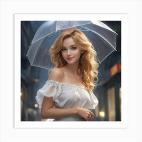 Beautiful Girl With Umbrella 2 Art Print