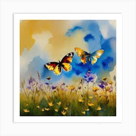 Butterflies In The Meadow 1 Art Print