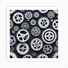 Gears Seamless Pattern 7 Art Print