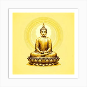 "Radiant Enlightenment" is a striking depiction of the serene Buddha, bathed in golden hues that symbolize purity, enlightenment, and wisdom. The Buddha is seated in a classic meditative pose upon a lotus, representing spiritual awakening. Concentric circles emanate from the figure, suggesting the expansive nature of Buddha's teachings. This artwork is perfect for those seeking a piece that not only enhances their space with a sense of peace and tranquility but also serves as a reminder of the journey towards inner light and truth. "Radiant Enlightenment" is a timeless piece that will bring a touch of divine grace to any environment. Art Print